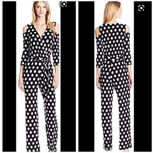 NY Collection 3/4 Sleeve Cold Shoulder Jumpsuit size XS